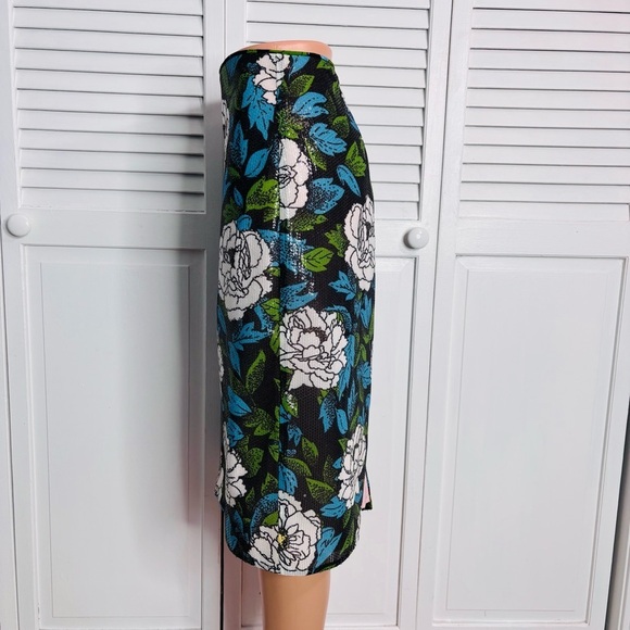 DIANE VON FURSTENBERG Boswell Sequined Floral Pencil Skirt Size 10 - Picture 4 of 10